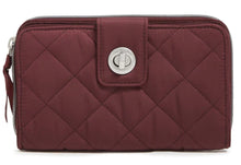 Load image into Gallery viewer, RFID turn lock wallet in performance twill raisin