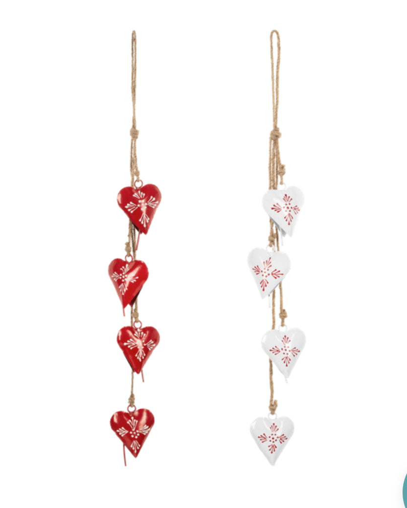 Hand painted heart drop ornament
