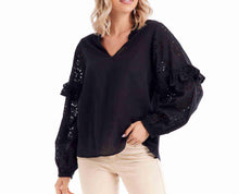 Load image into Gallery viewer, Black eyelet top
