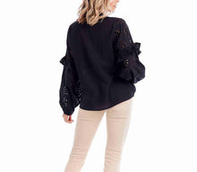 Load image into Gallery viewer, Black eyelet top
