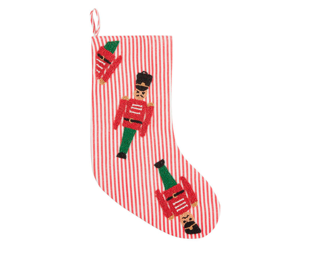 Beaded nutcracker stocking