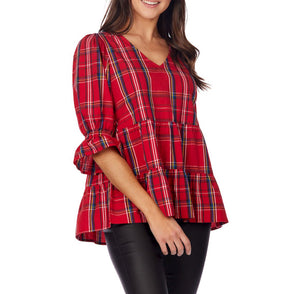 Red plaid top