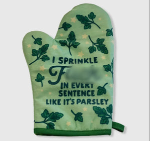 I sprinkle parsley oven mitt