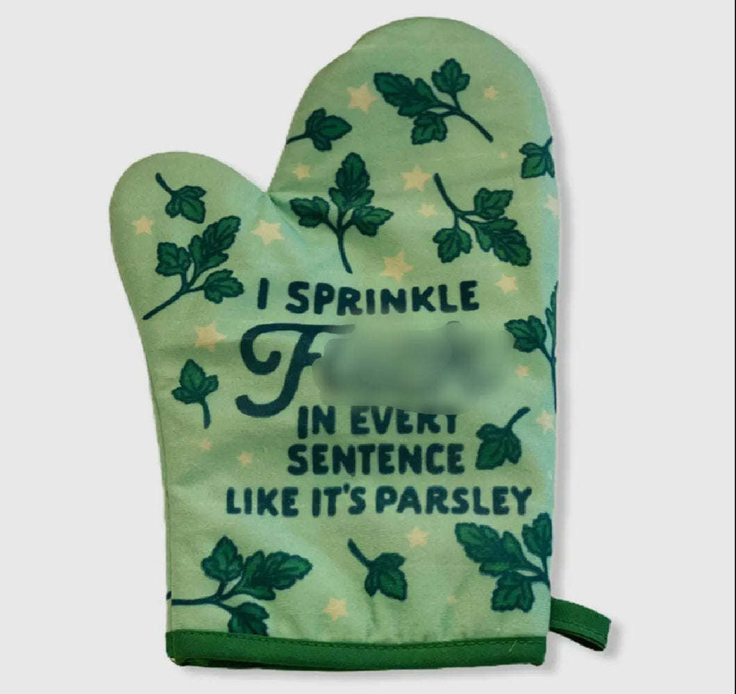 I sprinkle parsley oven mitt