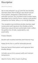 Load image into Gallery viewer, Stainless steel thermal mug Seurat floral
