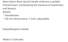 Load image into Gallery viewer, Rose quartz woven heart bracelet
