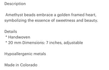 Load image into Gallery viewer, Amethyst woven heart bracelet
