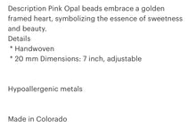 Load image into Gallery viewer, Pink opal woven heart bracelet
