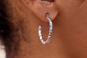 Diamond cut hoop earring
