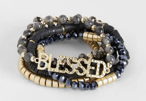 Blessed stretch bracelet stack