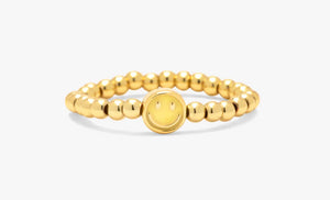 Happy face gold stretch ring