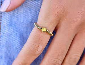 Happy face gold stretch ring