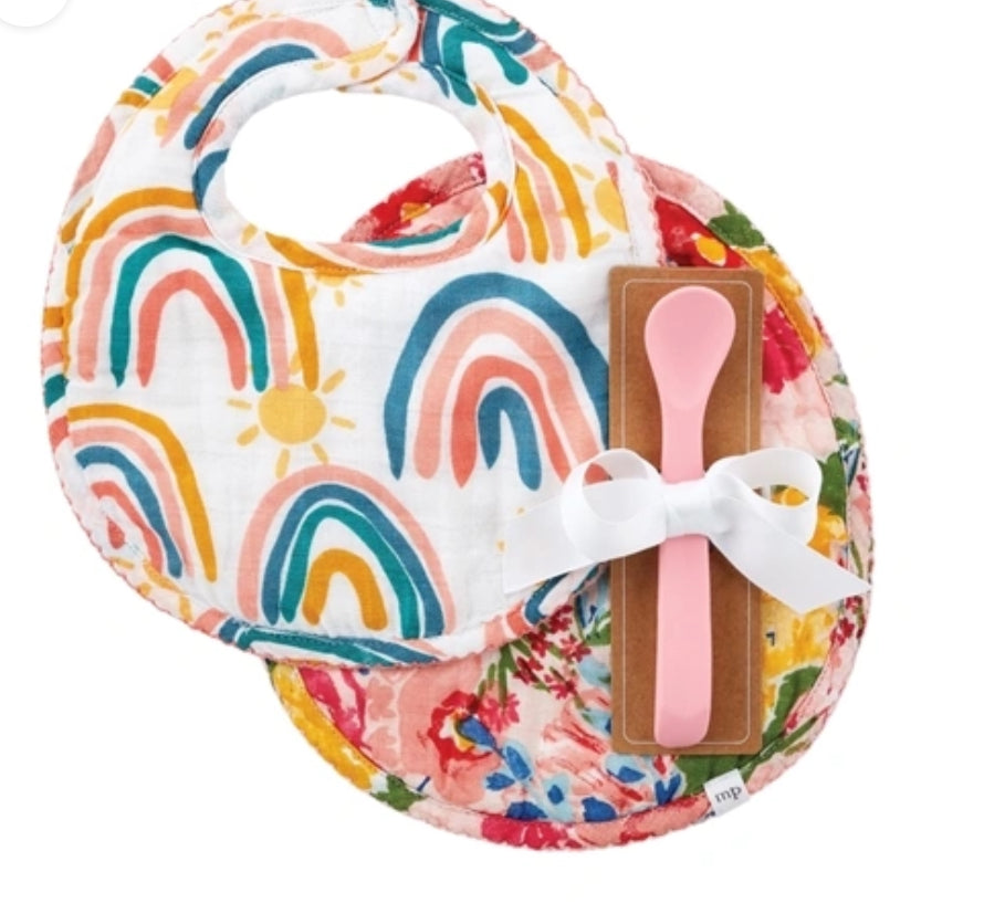 Rainbow Muslin Bib Set