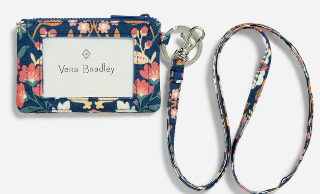 Zip ID Lanyard in Reactive Enchanted Mandala Blue